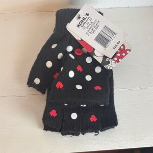 Kohl's Black and Red Kids Mittens with Polka Dots